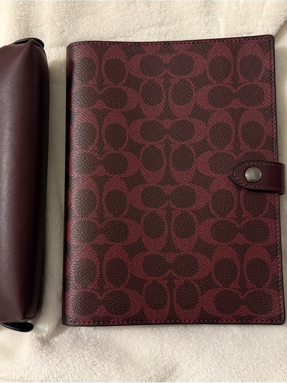 ♥️COACH Black Currant Notebook & Pencil Case Set🖤